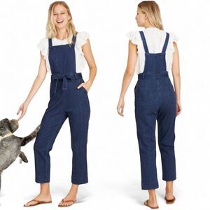 Universal Thread Button Strap Denim Overalls Raw Hem Cropped Ankle NO TIE BELT